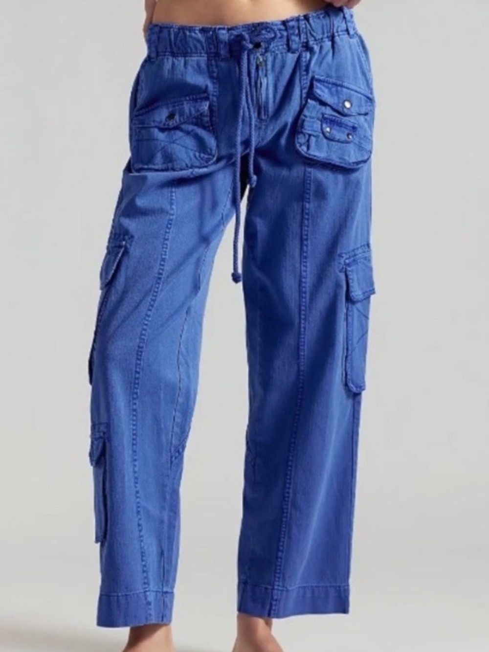 Free People Tahiti Cargo Pants Utility Low Rise Catalina Blue XS